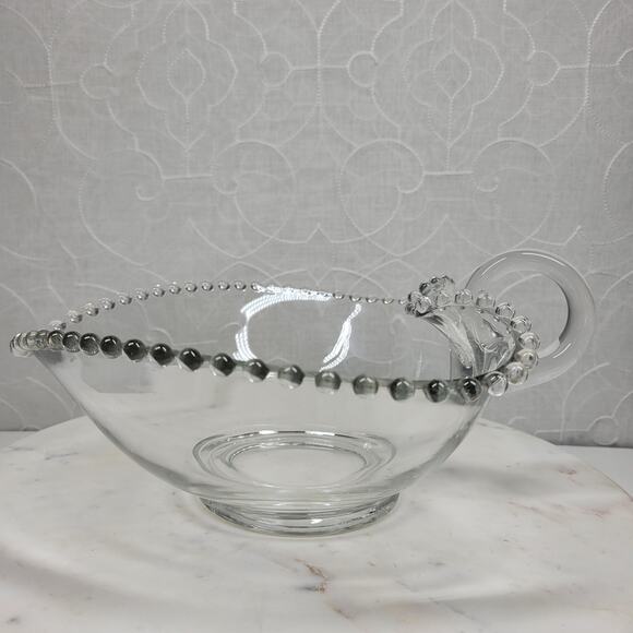 Vintage Imperial Candlewick Hobnail Heart Bowl 9" Clear Glass Handle Bread Candy - Picture 15 of 16